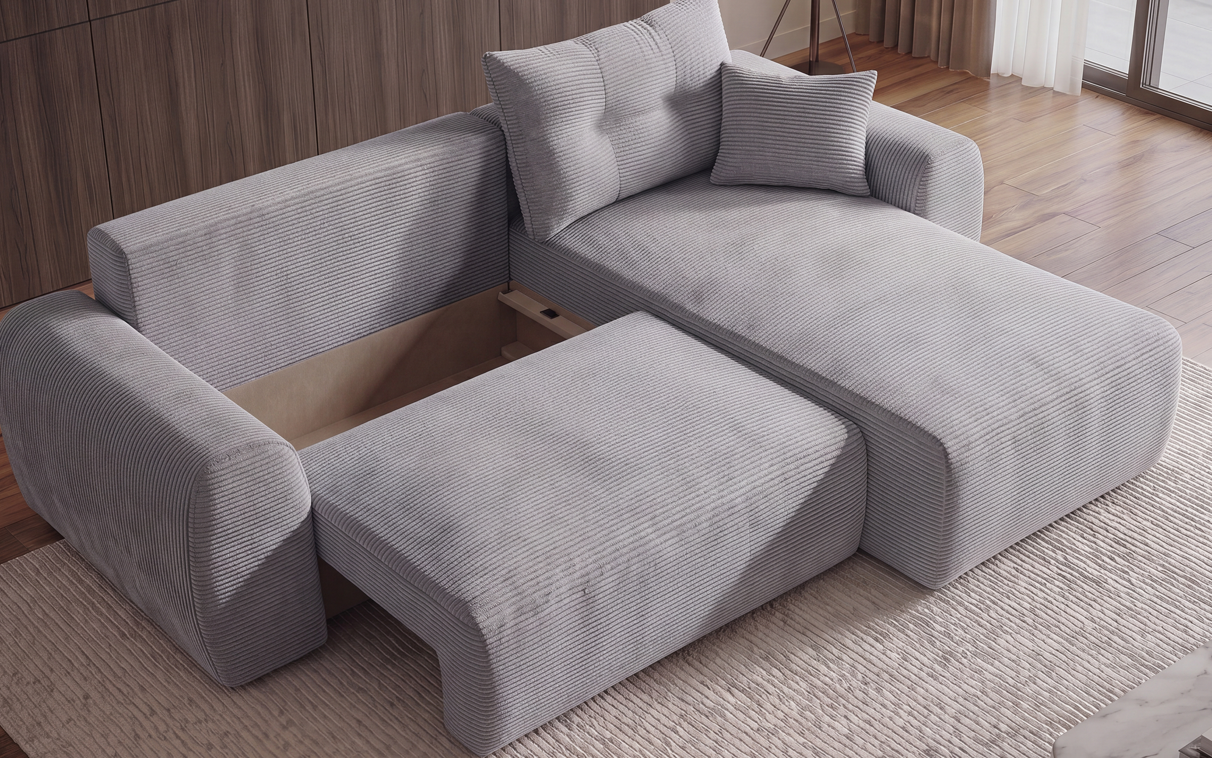 Extendable corner sofa Apollo Spring S, light grey  2